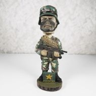 United States army infantry bobblehead. Solider carries all the essentials to combat the enemy: Front