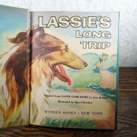 Lassie's Long Trip 1950s Hardcover Childrens Wonder Book: Cover Page - Click to enlarge