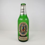 St. Pauli Girl vintage green glass Bremen Germany empty beer bottle with paper label and silver foil: Front