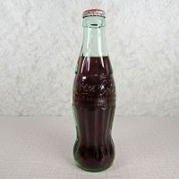 Columbus Ohio Vintage 8 oz full hobbleskirt Coke bottle with red Coca Cola Classic cap: Back - Click to enlarge