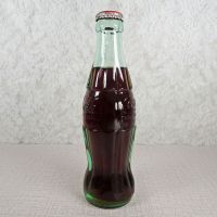 Columbus Ohio Vintage 8 oz full hobbleskirt Coke bottle with red Coca Cola Classic cap: Left - Click to enlarge