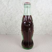 Charlottesville Virginia vintage 8 oz full hobbleskirt no refill Coke bottle. Red Coca Cola Classic cap: Back - Click to enlarge