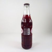 Diet Cheerwine 12 oz. full ACL soda bottle in a clear glass bottle with metal cap: Right - Click to enlarge