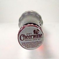 Diet Cheerwine 12 oz. full ACL soda bottle in a clear glass bottle with metal cap: Top - Click to enlarge