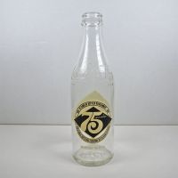 75th Anniversary Coke Bottle Elizabethtown Kentucky. Nice graphics and raised wording. No cap: Front - Click to enlarge