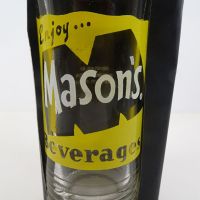 Mason’s Beverages vintage 10 fl. oz. empty ACL soda bottle with yellow and white graphics: ACL Label - Click to enlarge