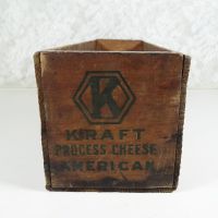 Vintage Kraft american pasteurized process cheese 5 lb. vintage wood box. Rustic decor: Right - Click to enlarge