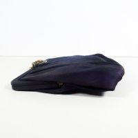 Ande vintage blue clutch purse with gold chain and brooch like clasp. Pair of scalloped gloves included: Right - Click to enlarge