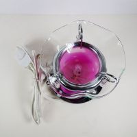 Electric oil warmer featuring a pink night sky of white stars, moon and clouds. Round mirror base: Top - Click to enlarge