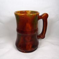 Vintage Glazed Stoneware Mug with Finger Stop Handle