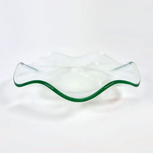 Electric and candle warmer 3-1/2 inches round clear wavy glass oil tart dish or bowl: Top Side